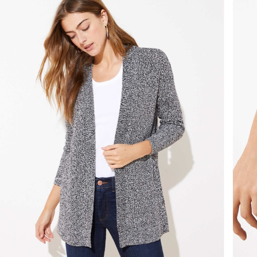 NWT Loft Marled Textured Open Cardigan